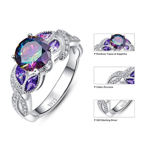 Mystical Rainbow Topaz 925 Sterling Silver Sapphire Engagement Rings Fine Jewelry