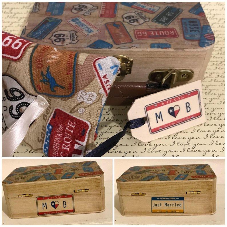 Personalized Travel Theme Wedding Ring Box