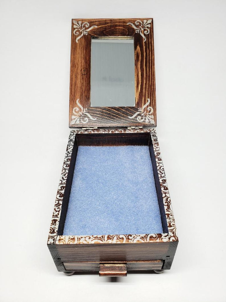 Personalized Majestic Owl Jewelry Box with Mirror & Drawer