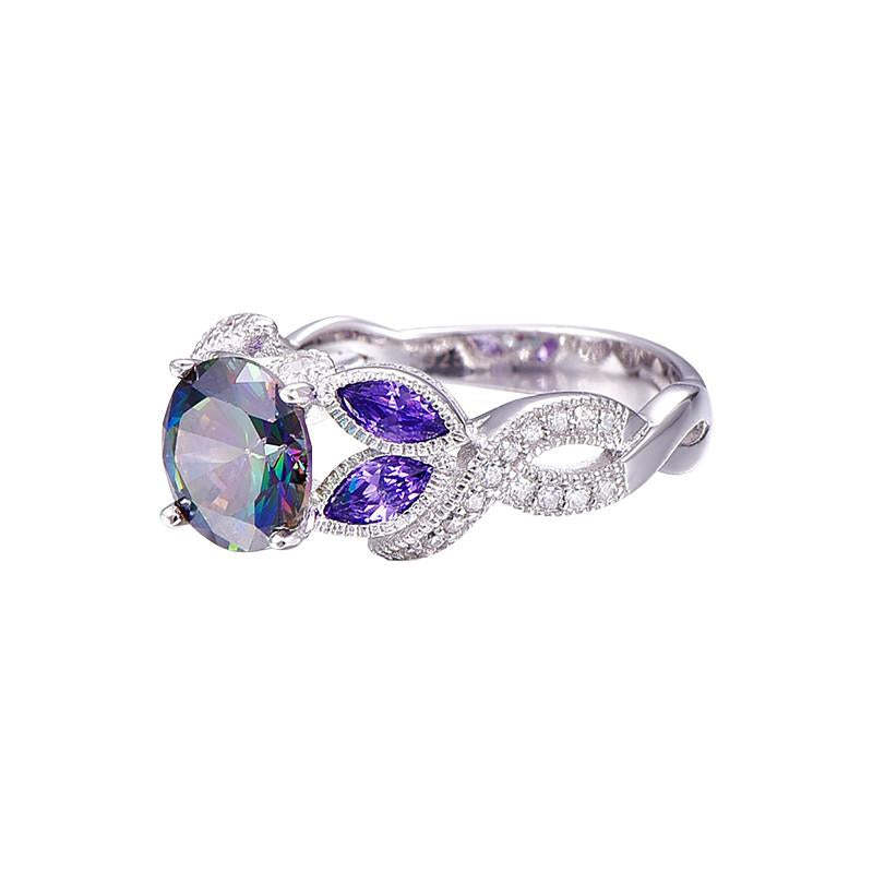 Mystical Rainbow Topaz 925 Sterling Silver Sapphire Engagement Rings Fine Jewelry