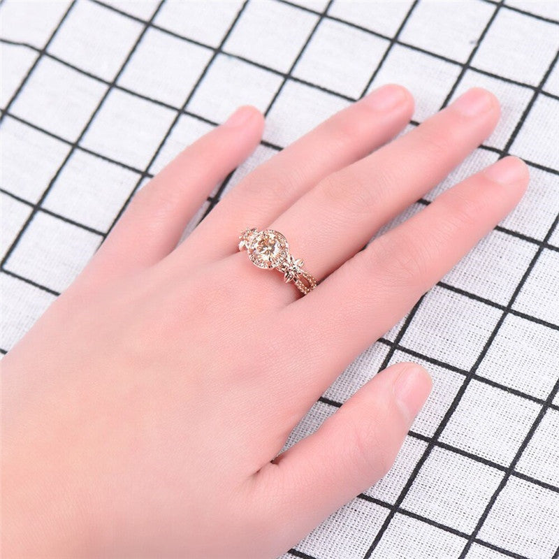 Champagne Topaz Flower Ring 18k Lianzhi rose gold