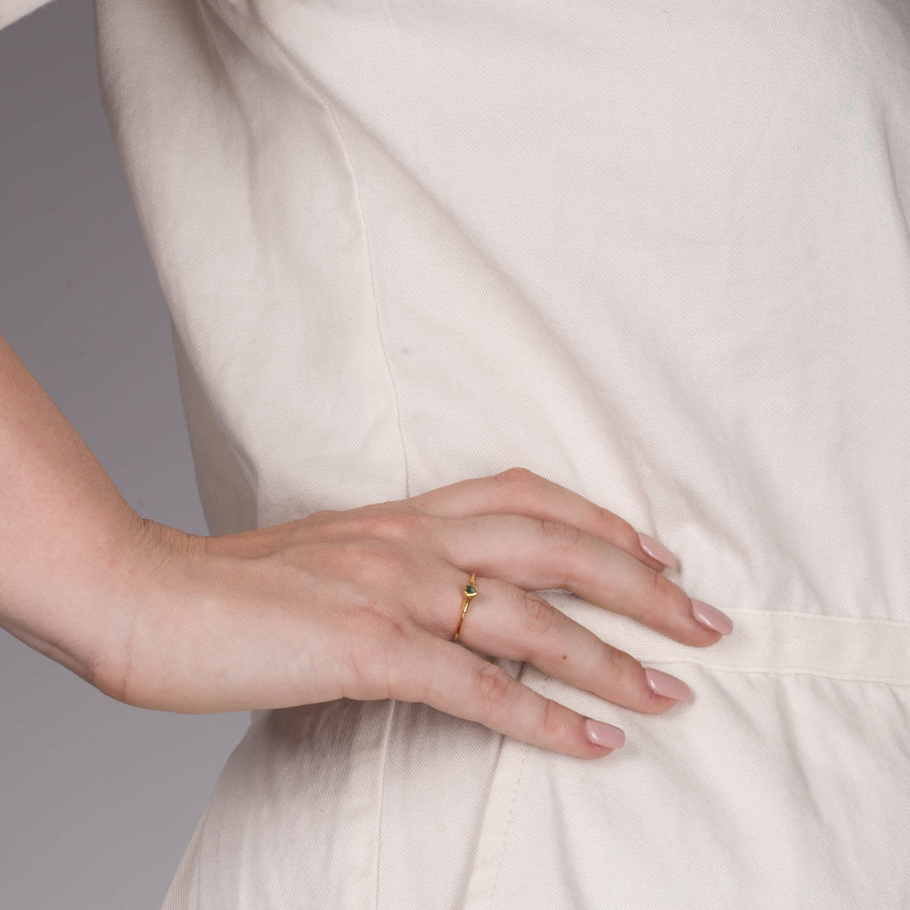 Dainty Raw Emerald Ring